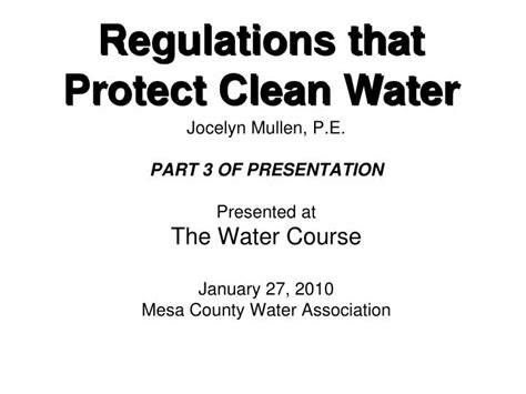 Ppt Regulations That Protect Clean Water Powerpoint Presentation