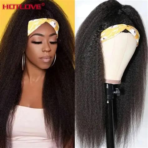 Brazilian Kinky Straight Hair Wigs With 360 Headbands For Black Women Remy Human Hair Wigs With