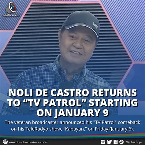 Noli de Castro returns to "TV Patrol" starting on January 9