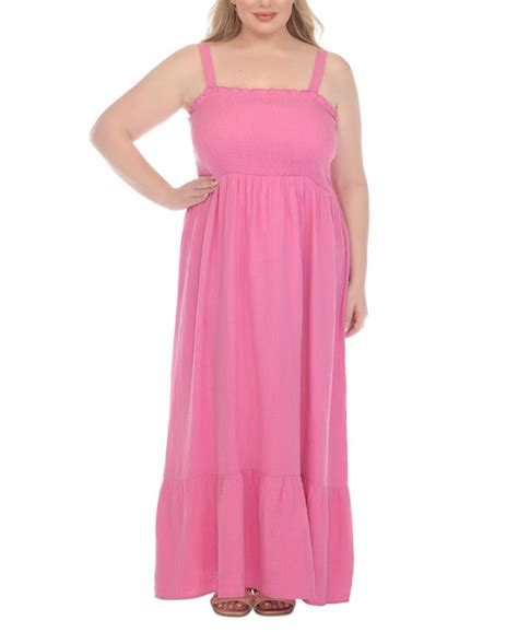 Raviya Plus Size Smocked Cotton Sleeveless Cover Up Maxi Dress Macys