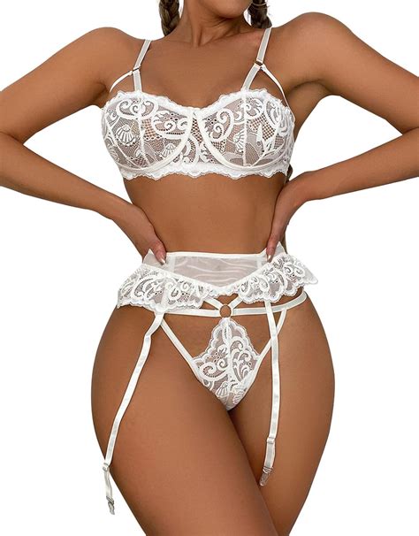 Amazon Banamic Women Lingerie Set Bra And Panty With Garter Belt