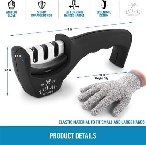 Zulay Kitchen 3 Stage Knife Sharpener Cut Resistant Glove 2 Frys