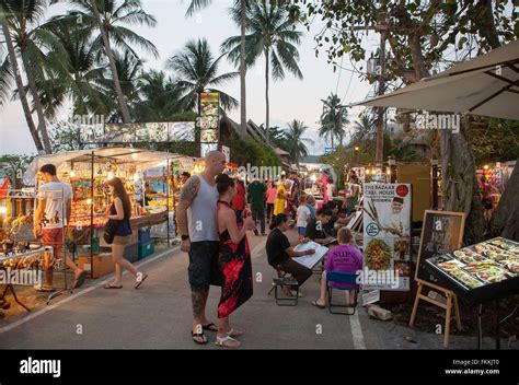 Walking Street In Fisherman S Village Koh Samui Thailand Stock Photo