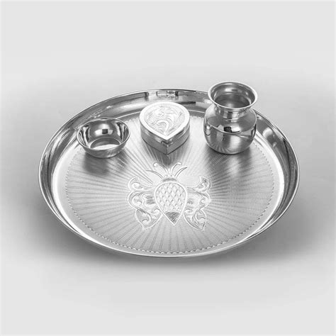 Pure Silver Pooja Thali Set At Rs 85 Gram Sindhi Colony Jaipur ID