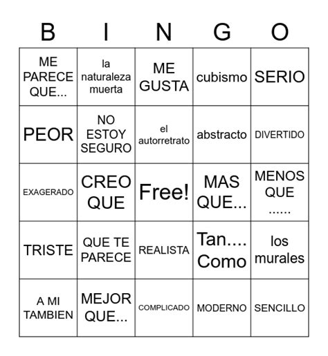 Realidades Capitulo A Bingo Card