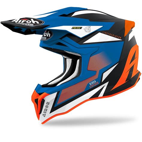 Jual Helm Airoh Strycker Helmet Axe Orange Blue Matt Shopee Indonesia