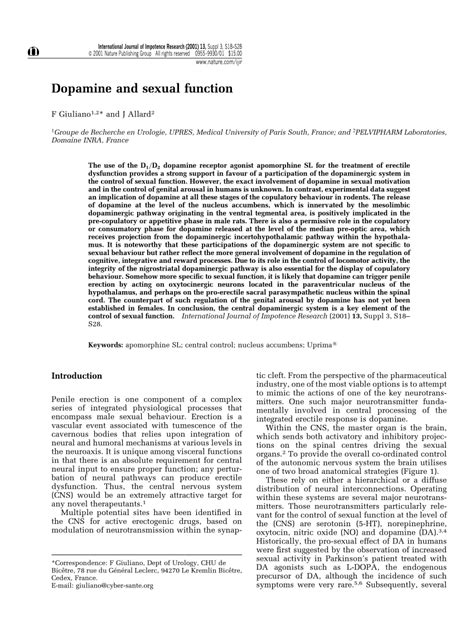 Pdf Dopamine And Sexual Function