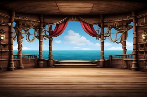 Premium Photo | Empty pirate ship deck background for theater stage ...