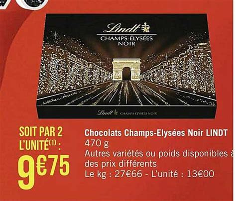 Promo Chocolats Champs elysées Noir Lindt chez Supermarchés