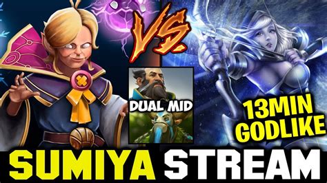 SUMIYA Vs Dual Mid 13min Godlike Drow Sumiya Invoker Stream Moment