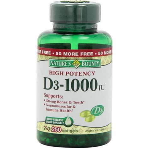 Natures Bounty High Potency Vitamin D 1000 Iu Softgels 200 Ea Pack