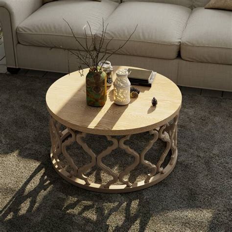 COZAYH Rustic Farmhouse Coffee Table Distressed Wood Top Table With