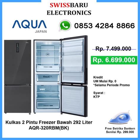 Kulkas Aqua Pintu Freezer Bawah Aqr Rbm Bk Swiss Baru