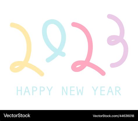 Happy new year 2023 doodle pastel number greeting Vector Image