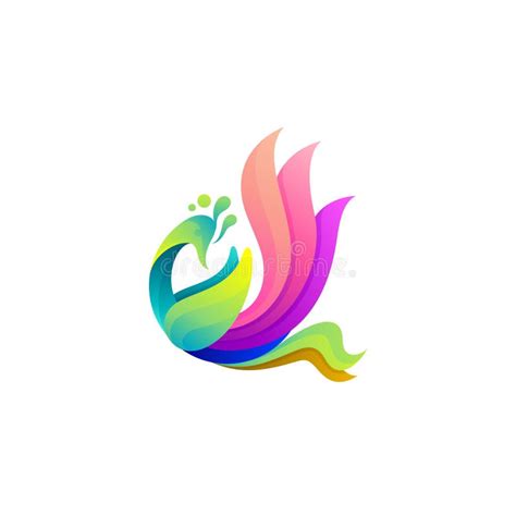 Peacock Logo With Colorful Design Vector Bird Logo Mythological Bird