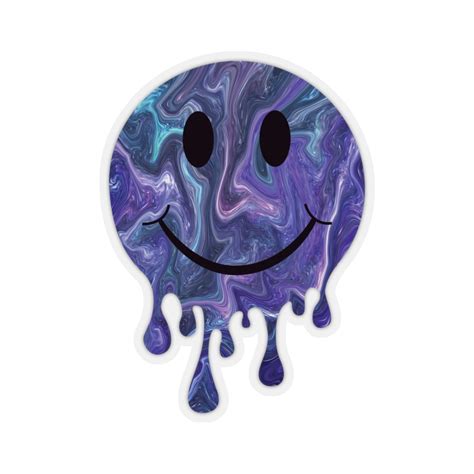 Dripping Smiley Face Sticker Etsy