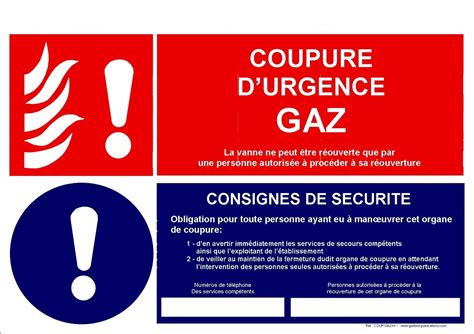 Panneau De Signalisation Coupure D Urgence Gaz Avec Consignes De