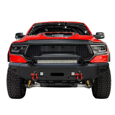 Black Front Bumper With LED Lights & D-Rings for Dodge Ram 1500 2019 ...