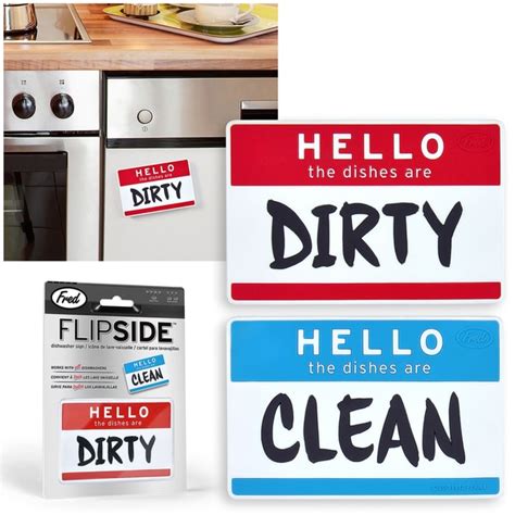 FRED Flipside Hello Clean/ Dirty Dishes Dishwasher Reversible Magnet ...