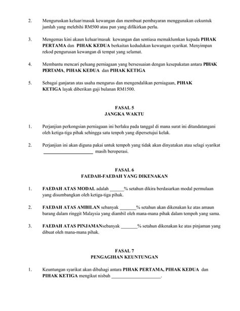 Surat Perjanjian Perkongsian