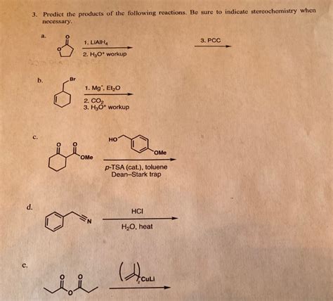 Solved 3 Predict The Products Of The Following Reactions