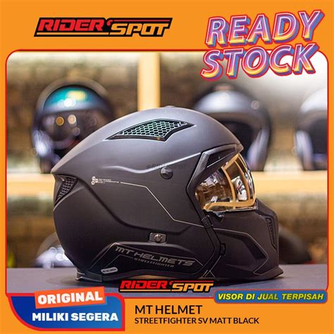 Jual Helm Motor MT Helmets Streetfighter SV Matte Black Crossover Not