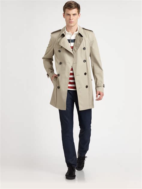 Lyst Burberry Brit Britton Double Breasted Trench Coat In Natural For Men