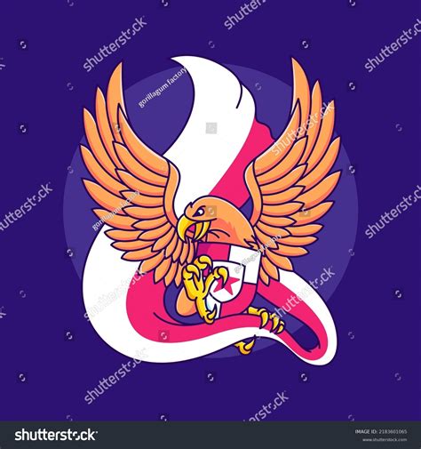 Cute Eagle Carrying Red White Flag Stock Vector (Royalty Free ...