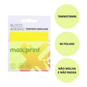 Bloco Adesivo Transparente Maxprint Folhas Amarelo Art Pel