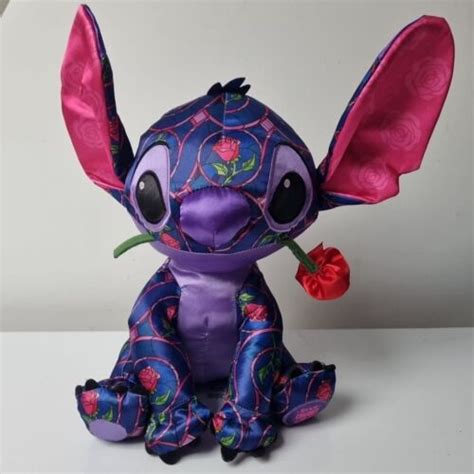 Stitch Crashes Disney Beauty And The Beast Plush Soft Toy Purple Rose