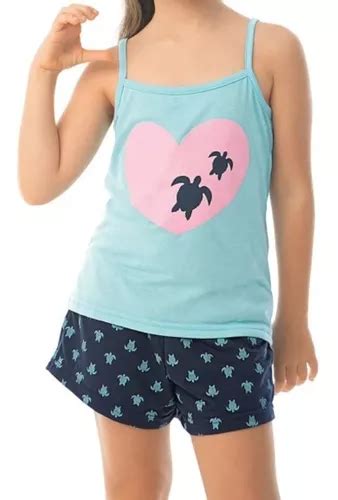 Shortdoll Menina Demillus Tartaruga Pijama Verão Infantil