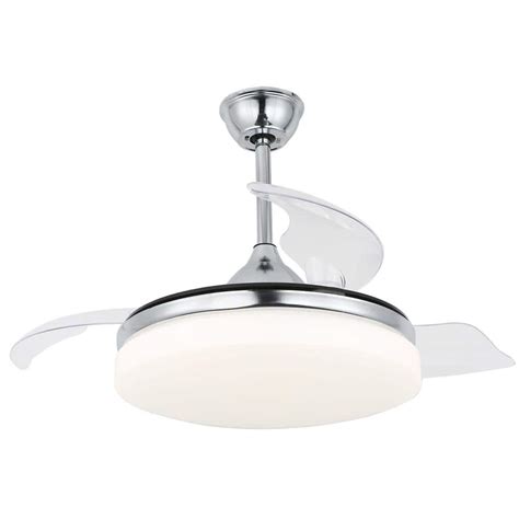 Bella Depot 42 In LED Indoor Chrome Retractable Ceiling Fan With