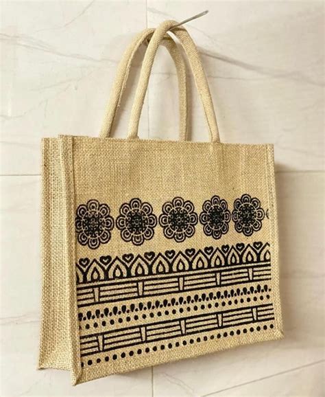 Natural Printed Jute Shopping Bag In Chennai Size 12 X 14 X 4 At Rs