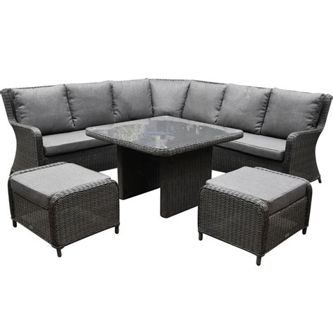 Bilbao Premium Dining Hoek Loungeset Delig Antraciet Wicker Avh