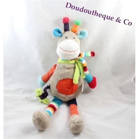 Peluche girafe NICOTOY Zoé longues jambes gris rond multicolore 44