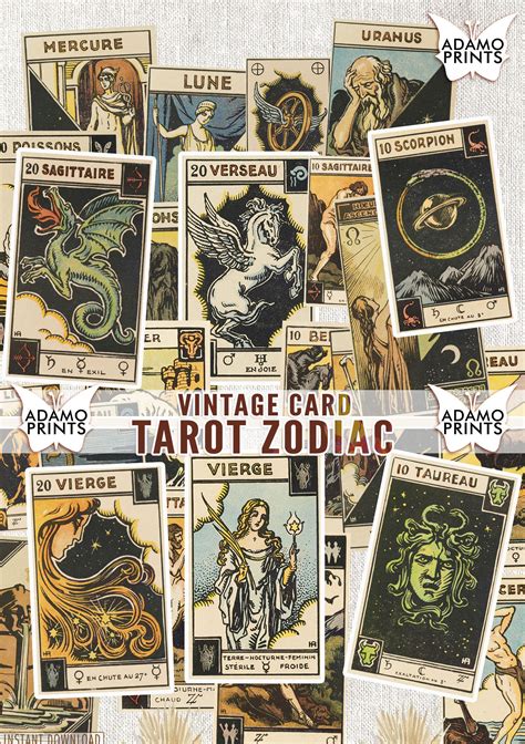 Vintage Card Tarot Zodiac Astrology Ephemera Vintage Cards Etsy UK