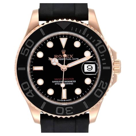 Rolex Yacht Master Matt Black Dial Everose Gold Rubber Automatic Watch