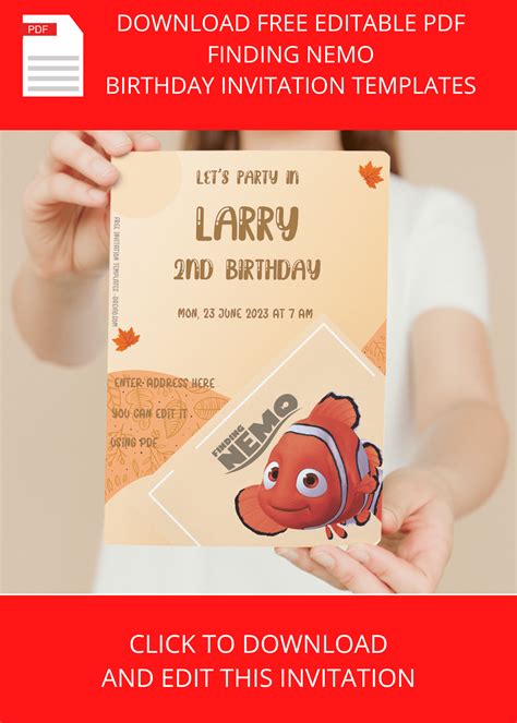 Nice Free Editable Pdf Finding Nemo Birthday Invitation Templates A