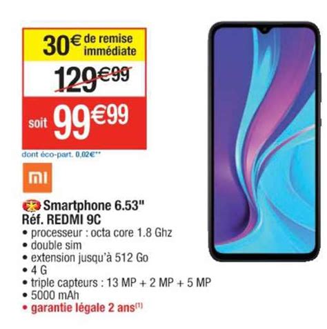 Promo Smartphone 6 53 Réf Redmi 9c Xiaomi chez Cora iCatalogue fr