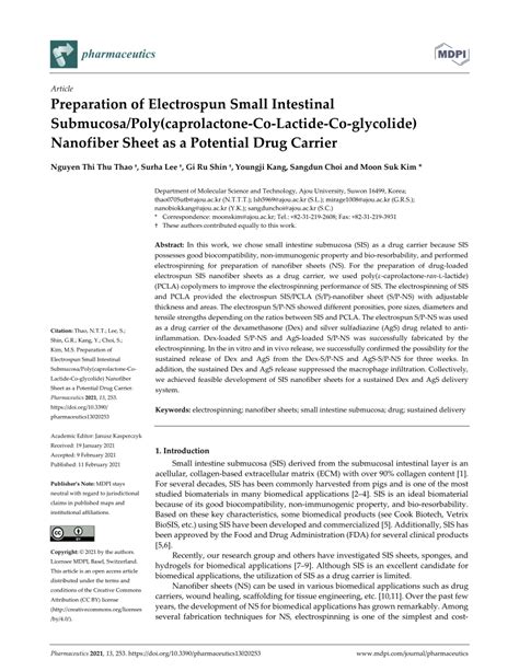 PDF Preparation Of Electrospun Small Intestinal Submucosa Poly