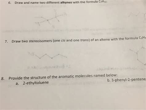 OneClass 6 Draw And Name Two Different Alkynes With The Formula CH12