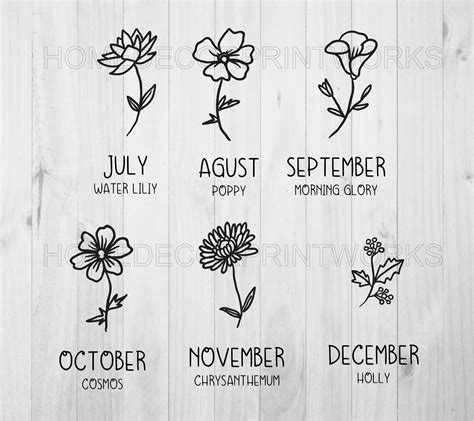 Birth Month Flowers Svg Wildflower Birthday Flower Bundle Etsy