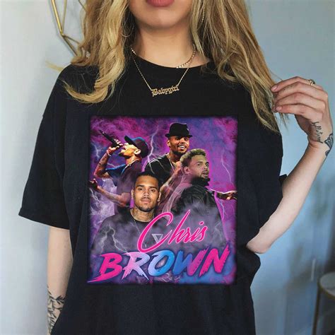 Official Groovy Chris Brown Breezy 90s Hip Hop Rapper T Shirt Sewingby