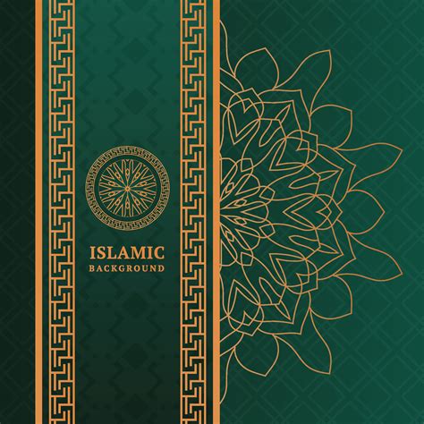 Green Islamic Pattern Design With Geometric Border And Mandala Art