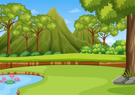 Free Vector | Nature scene with trees and fields