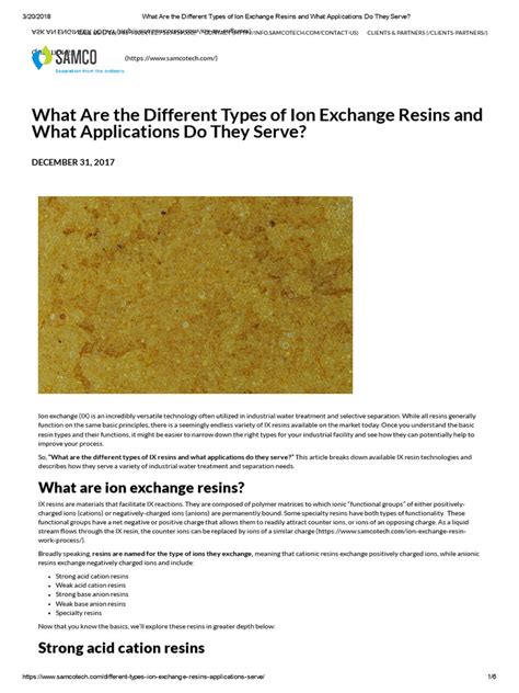 Different Types of Ion Exchange Resins and What Applications | Download ...