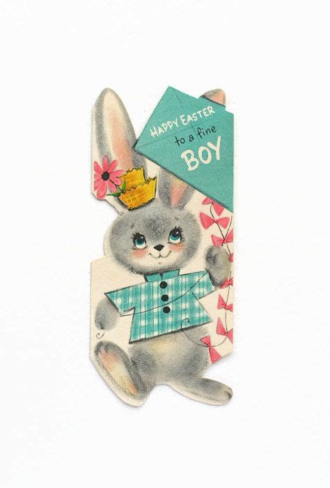 1960s Hallmark Easter Card For Boy Flocked Easter Cards Vintage