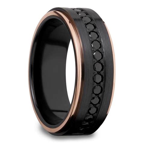 Monarch Zirconium Black Diamond Mens Wedding Band 8mm