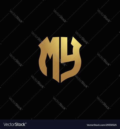 My Logo Monogram With Gold Colors And Shield Vector Image