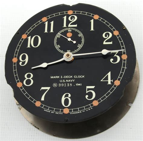 Lot Seth Thomas 1941 Ww2 Us Navy Mk1 Deck Clock